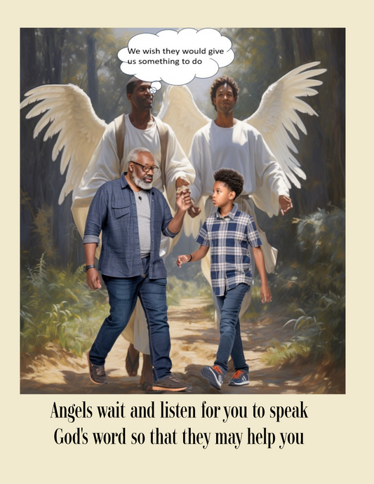 Guardian Angels, Speaking God's Word Inspiring Digital Print
