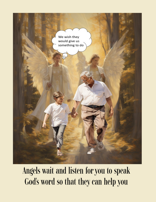 Speaking God's Word Inspiring Digital Print, Guardian Angels Listening