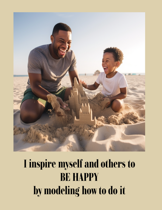 Be Happy African-American Father And Son, Digital Art Positive Affirmation
