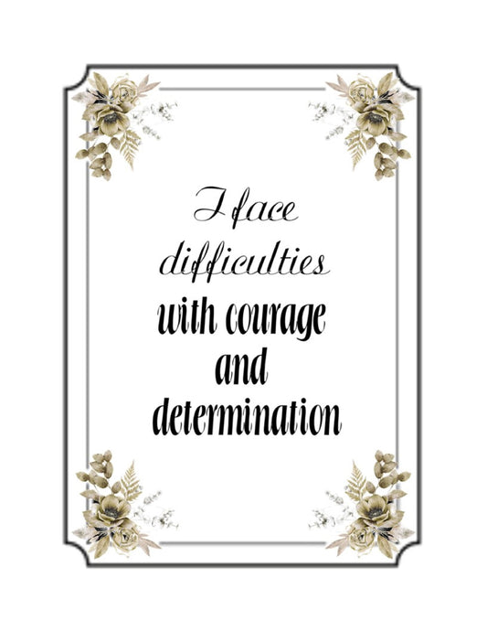 Courageous, Determined, Motivated, In Control Of Your Life Positive Affirmations Set of 4